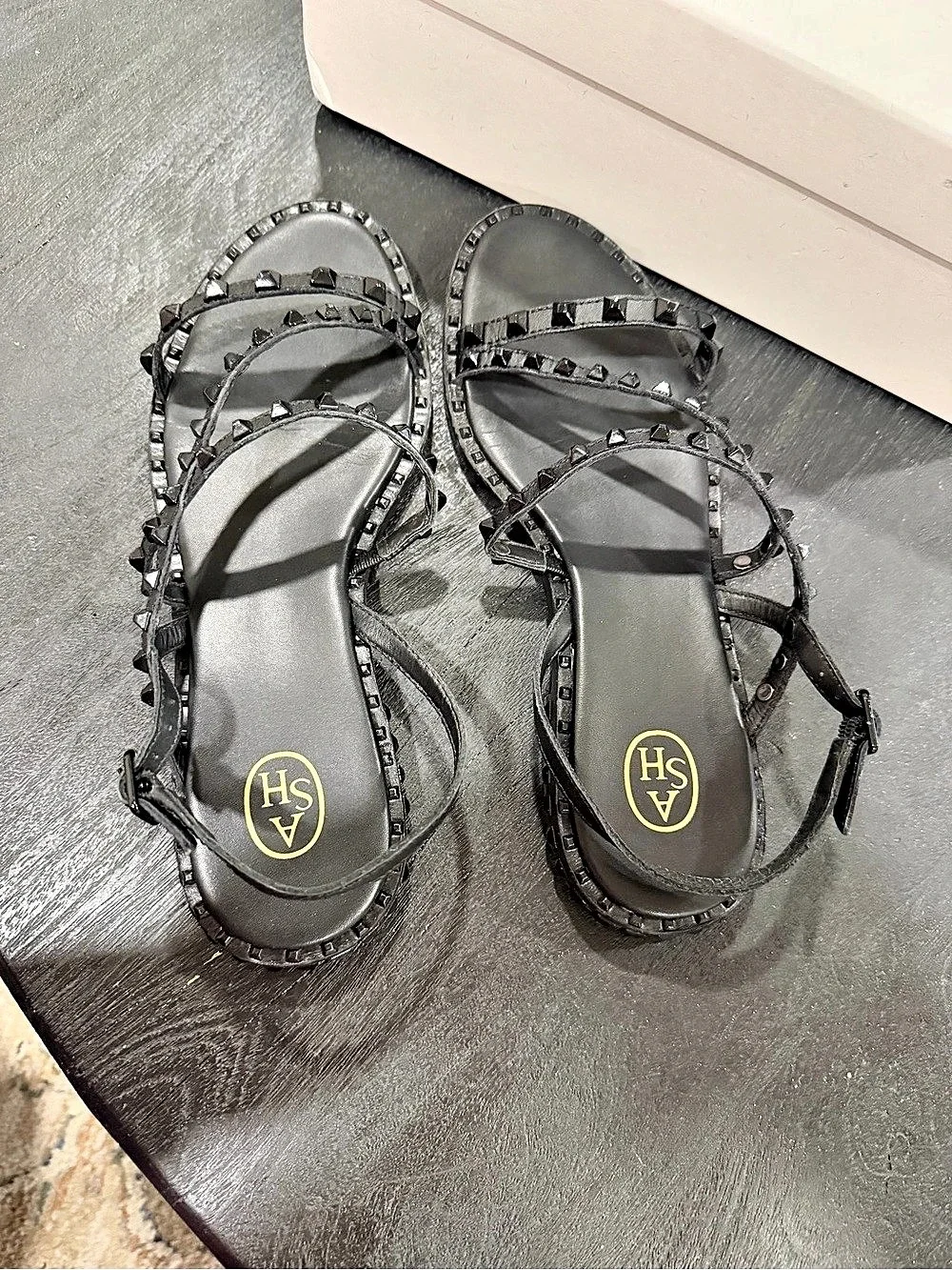 Ash Peace S Studded Strappy Sandals Black EU 39 Like New